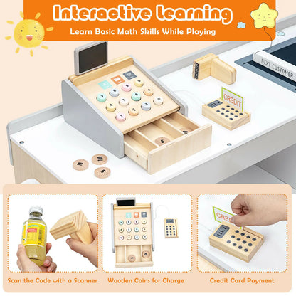 Kids Pretend Supermarket Shopping Playset with Cart childrensterritory