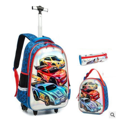 3D Cartoon Print kids Student Trolley Bags Set childrensterritory