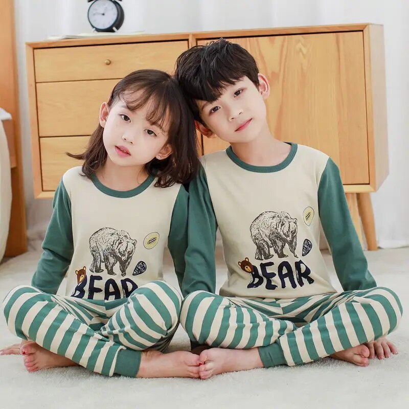 Kids Unisex Cartoon and Floral Print Soft Sleepwear Pajamas Sets childrensterritory