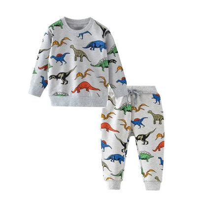 Cartoon Print Sweatshirts and Pants Tracksuit Set childrensterritory