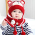 Cartoon Bear Striped Knit Woolen Scarf Cap for Baby childrensterritory