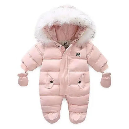 Baby Thick Warm Hooded Fleece Rompers Snowsuit childrensterritory