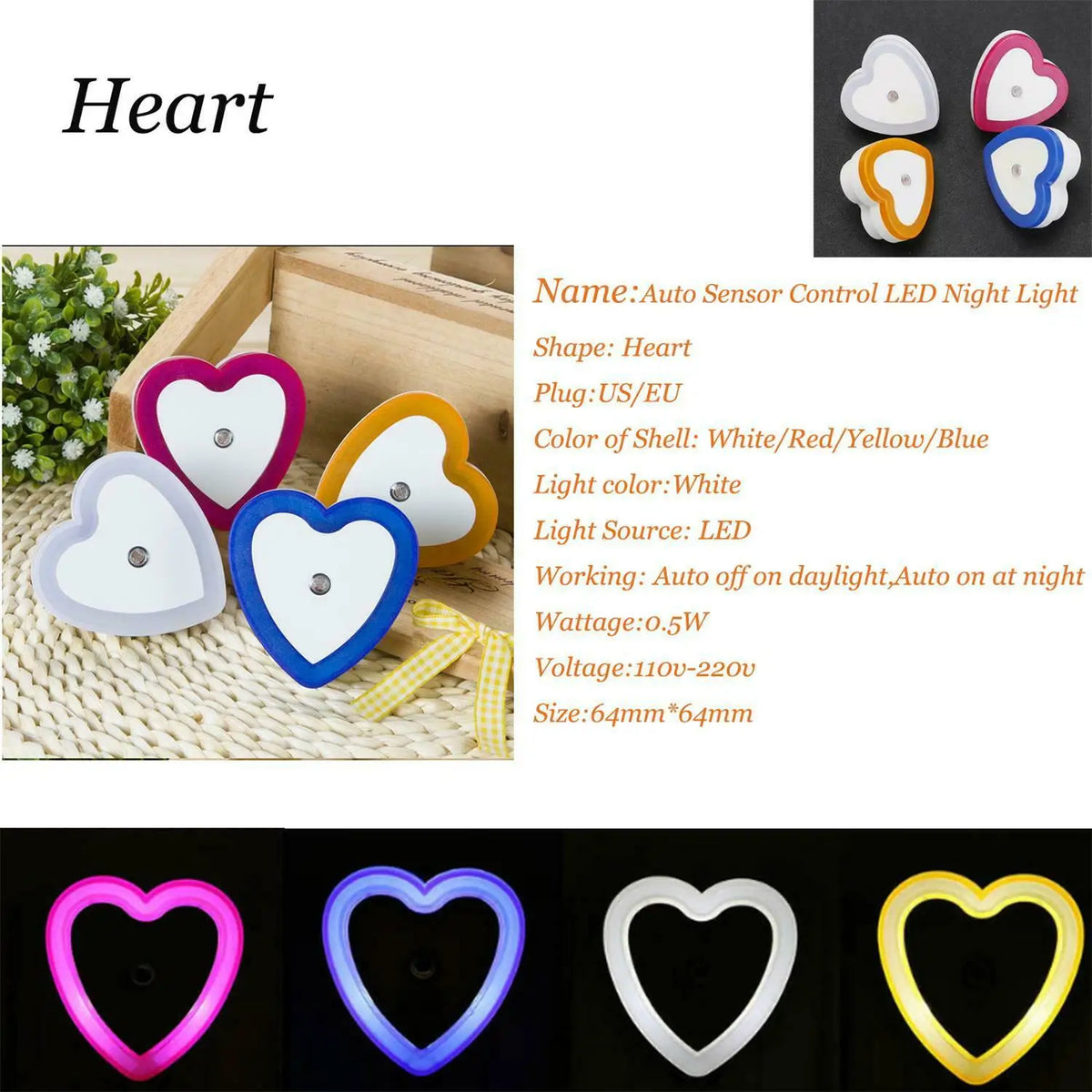 Mini Dusk to Dawn Sensor Wall Nights Lamp for Bedroom