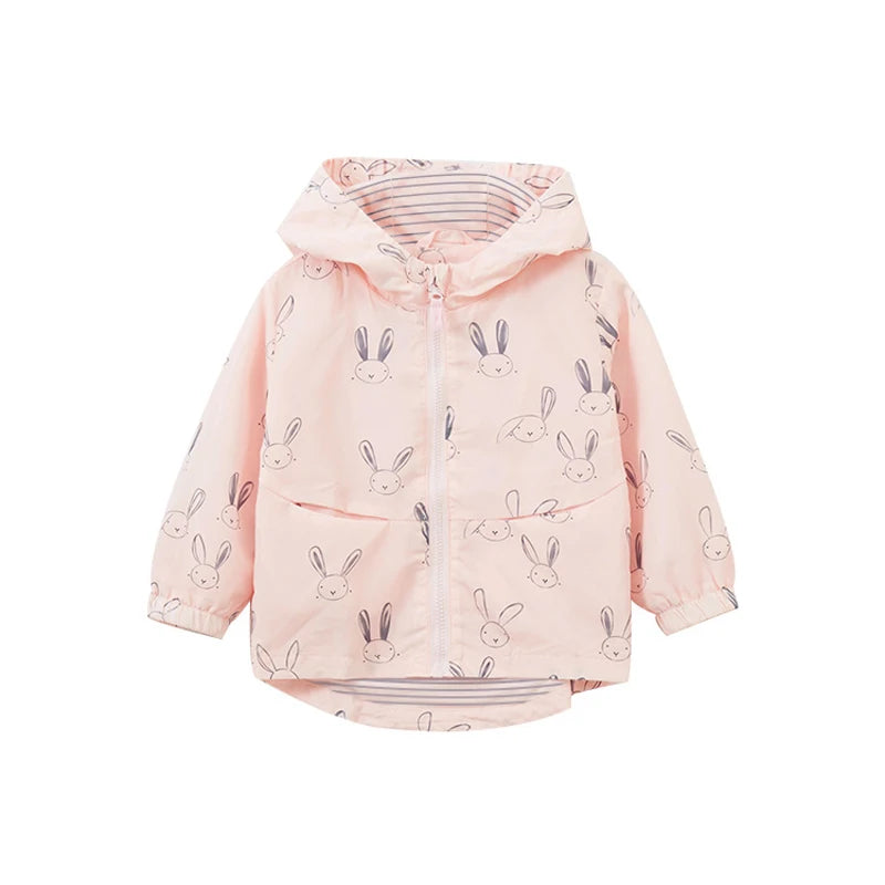 Cartoon Rabbit Printed Girls Hooded Coat childrensterritory
