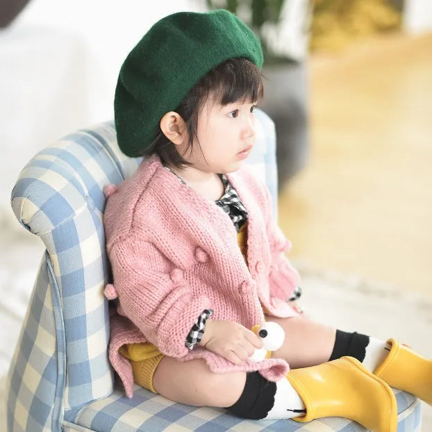 Toddler Girls Warm Knitted 3D Ball Sweater