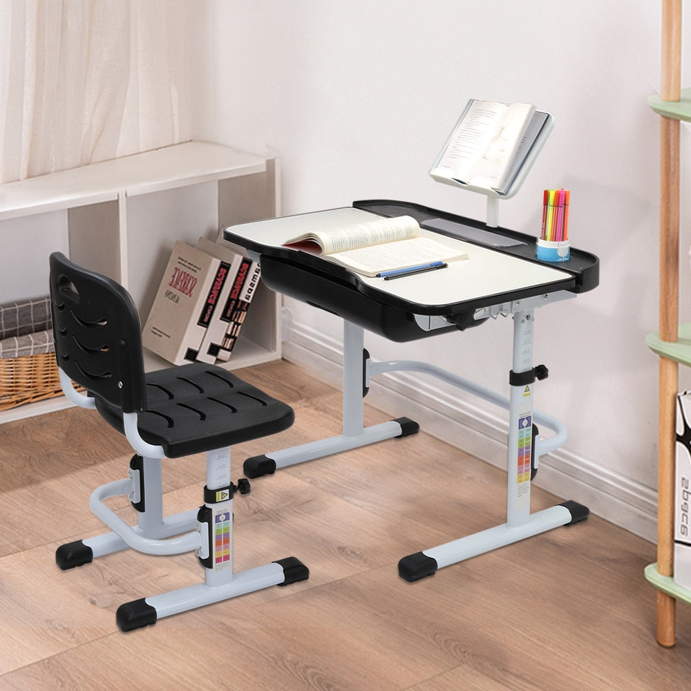 70cm Kids Study Table And Chair Set w/Reading Stand childrensterritory