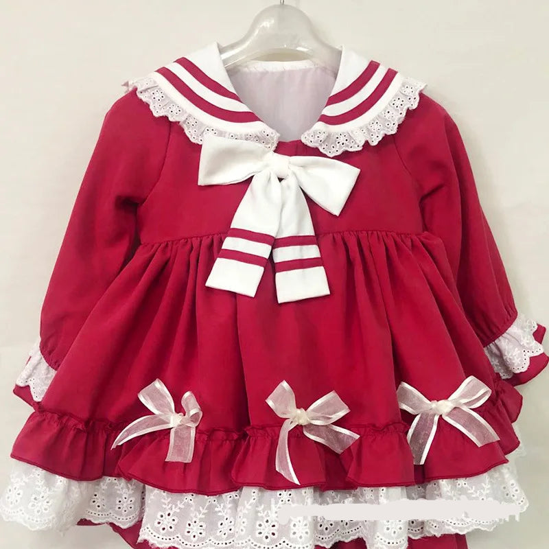 Kids Girls Spanish Bow-knot Vintage Princess Dress