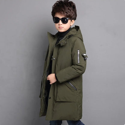 -30 Degree Waterproof Warm Down Hooded Coat for Teen Boys childrensterritory