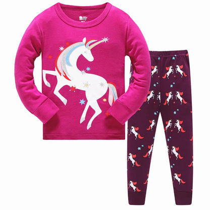 Kids Girls Cartoon Unicorn/Mermaid Print Sleepwear Set childrensterritory