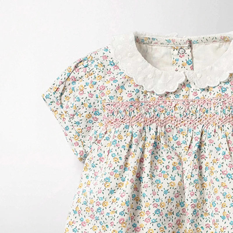 Girls Half Sleeves Floral Printed Casual Summer Dresses