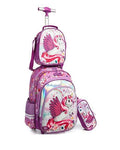 16-inch, 3-piece Cartoon Print Kids Rolling Schoolbag Set with Lunch Bag childrensterritory
