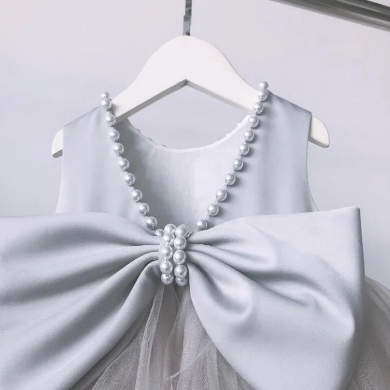 Little Girls Bridemaid Wedding Party Big Bow Princess Dress