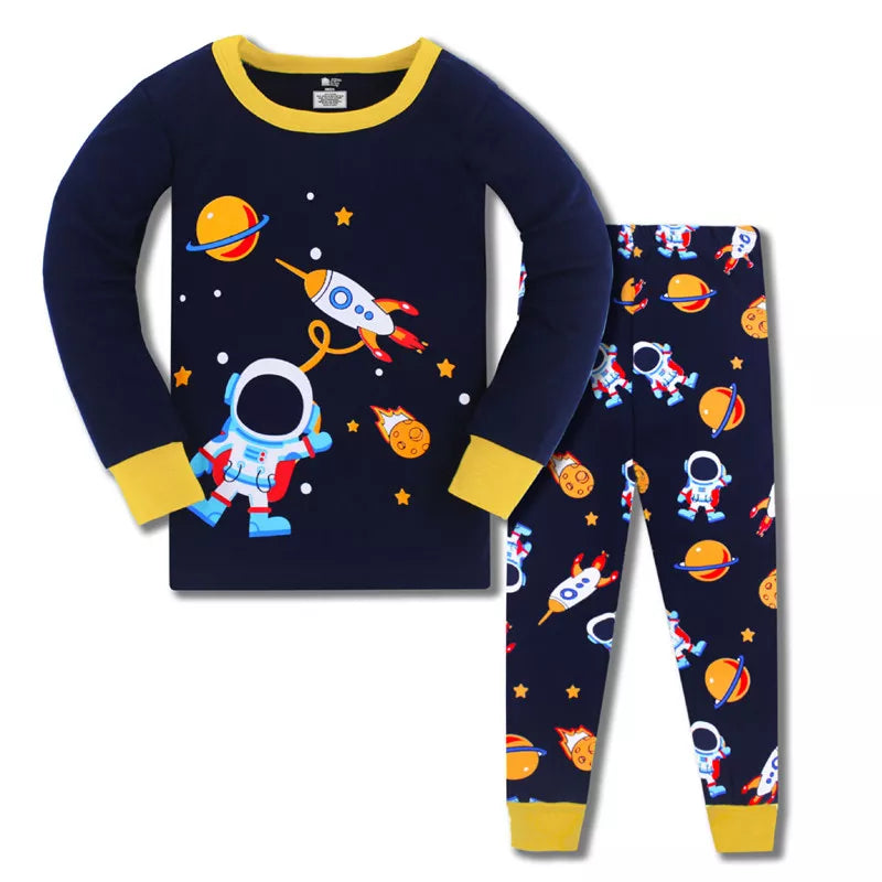Kids Boys Cartoon Excavator Print Pyjamas Sets childrensterritory