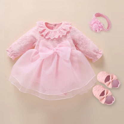 Newborn Girl Christening Dresses Set (Shoes, Tights &amp; Long Socks) childrensterritory