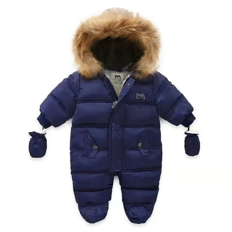 Baby Thick Warm Hooded Fleece Rompers Snowsuit childrensterritory