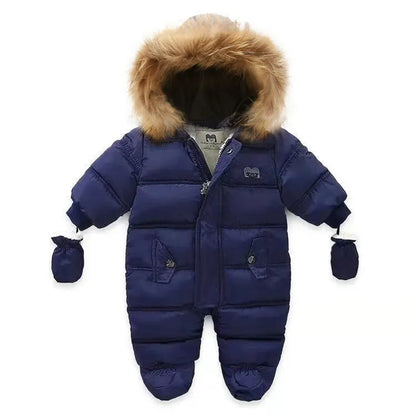 Baby Thick Warm Hooded Fleece Rompers Snowsuit childrensterritory