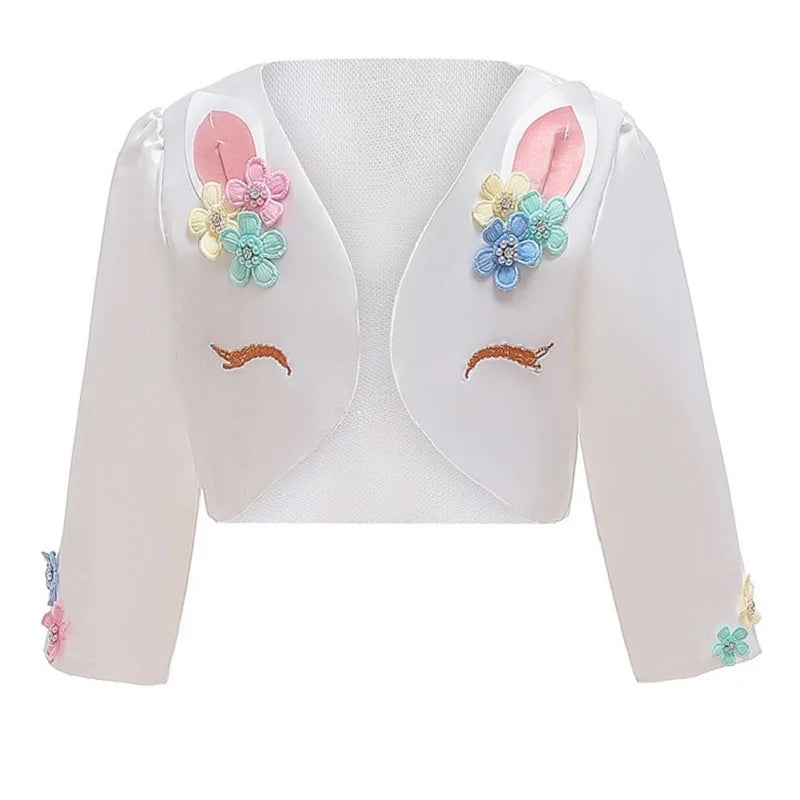 Girls' Unicorn Printed Lace Panel Birthday Party Dresses