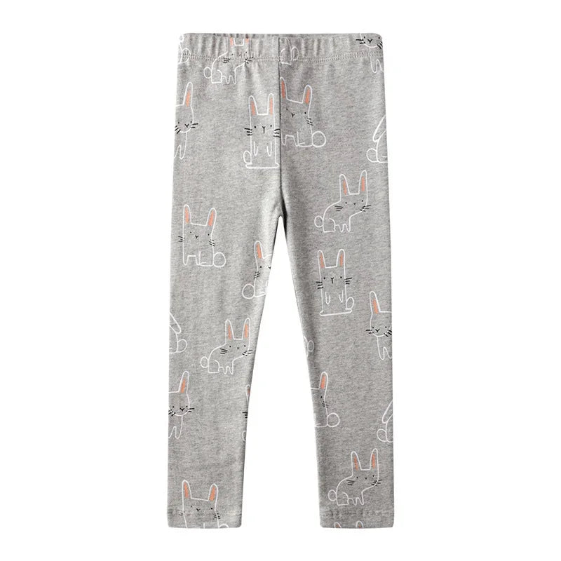 Kids Girls Cartoon Pattern Skinny Cotton Trousers
