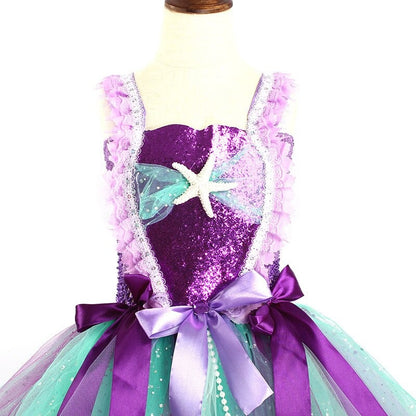 Kids Girls Mermaid Teal and Pearls Sparkly Tutu Dress for Party childrensterritory