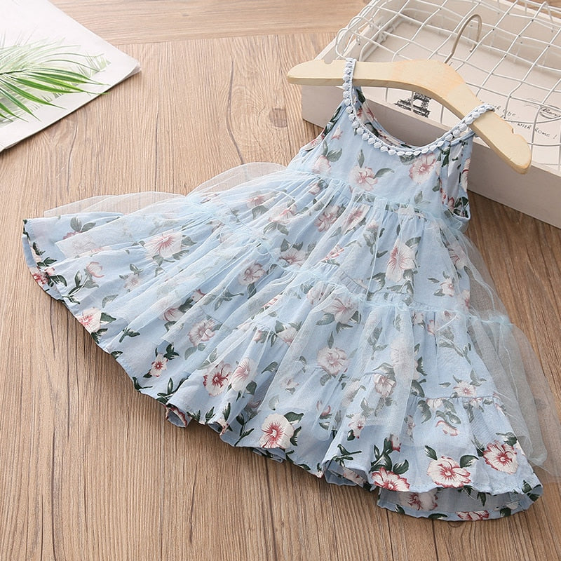 Kids Girls Floral Lace Patchwork Lining Backless Dress childrensterritory