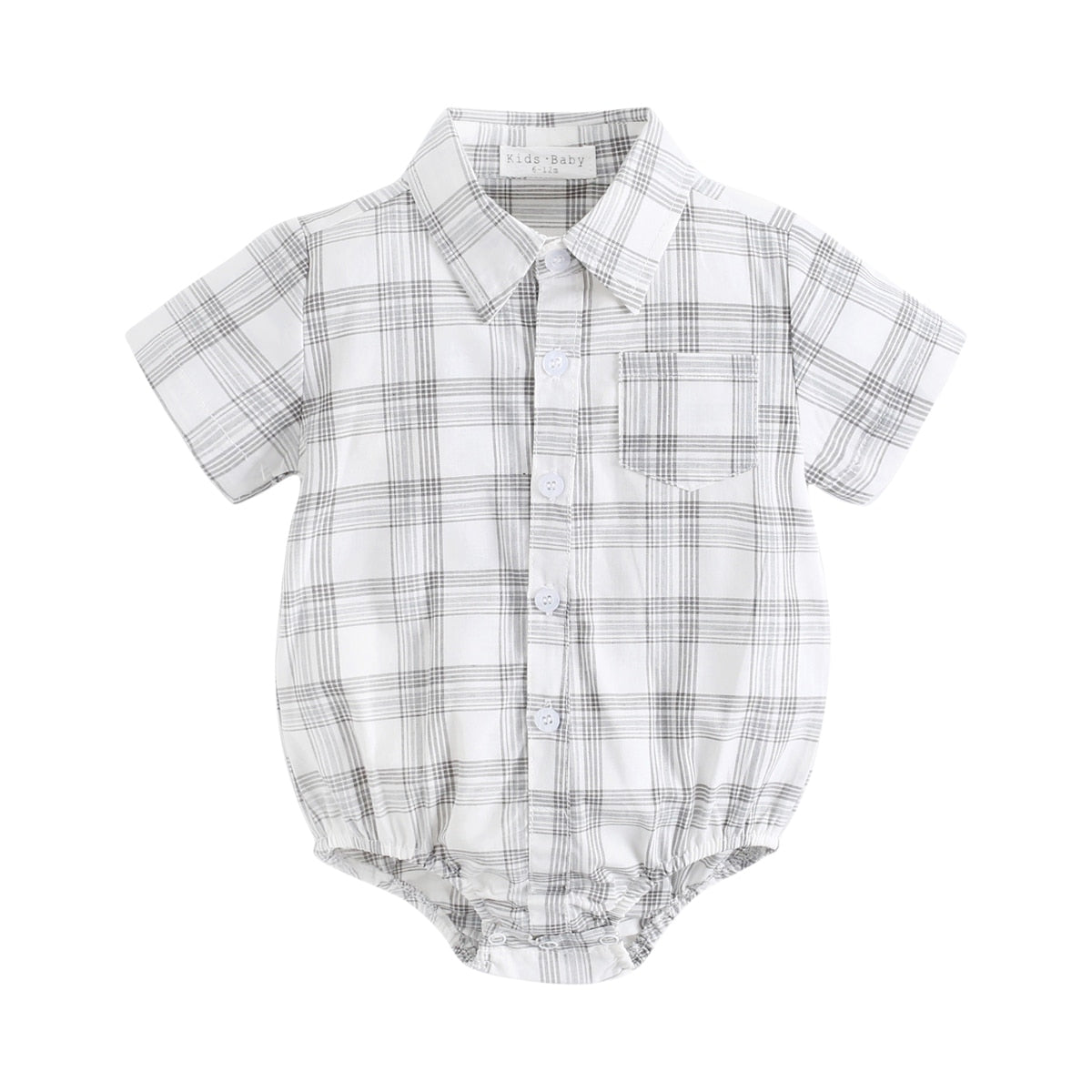 Plaid Cotton Baby Boys Short Sleeve Summer Bodysuit childrensterritory