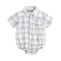 Plaid Cotton Baby Boys Short Sleeve Summer Bodysuit childrensterritory