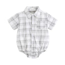 Plaid Cotton Baby Boys Short Sleeve Summer Bodysuit childrensterritory