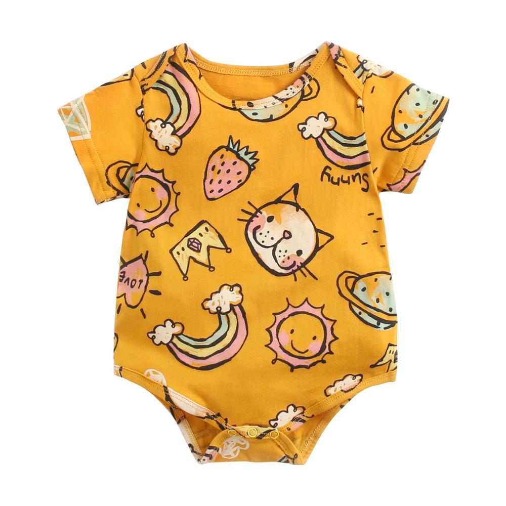 Cartoon Animal Print Baby Boys Girls Cotton Bodysuits childrensterritory