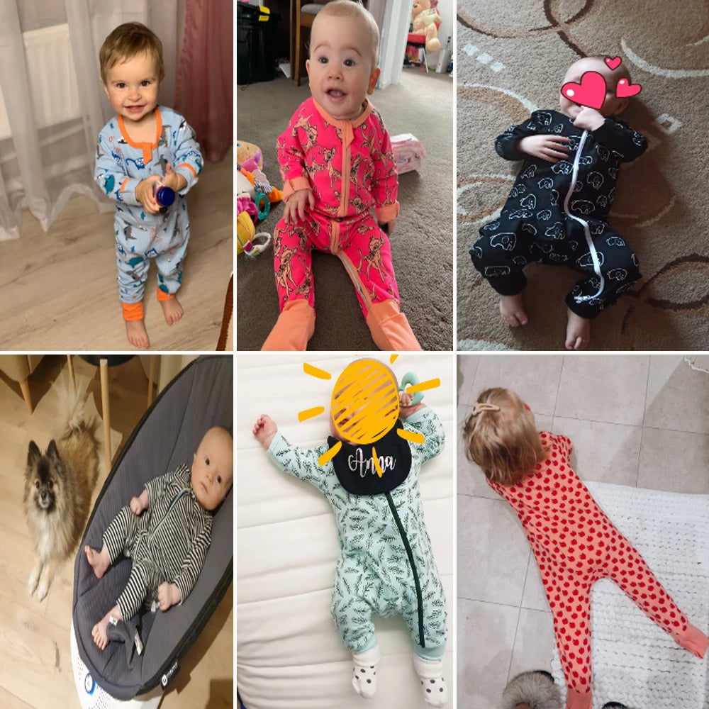 Long Sleeves Printed Baby Girl/Boy Zipper Bodysuits childrensterritory