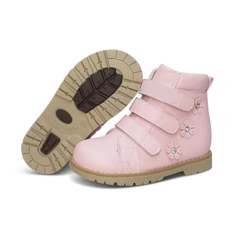 Kids Luxury Ankle Booties With Rhinestone Decoration childrensterritory