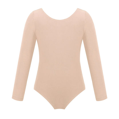Kids Girls Long Sleeve Solid Color Ballet Leotards Bodysuit childrensterritory