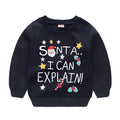 Christmas Letters and Santa Cartoon Prints Kids Sweatshirts childrensterritory