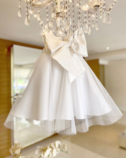 Little Girls Elegant Big Bow Tulle Wedding Party Dresses childrensterritory