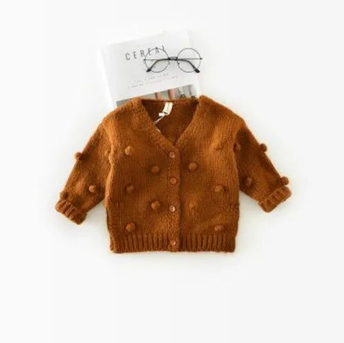 Toddler Girls Warm Knitted 3D Ball Sweater