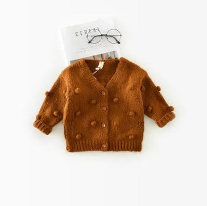 Toddler Girls Warm Knitted 3D Ball Sweater