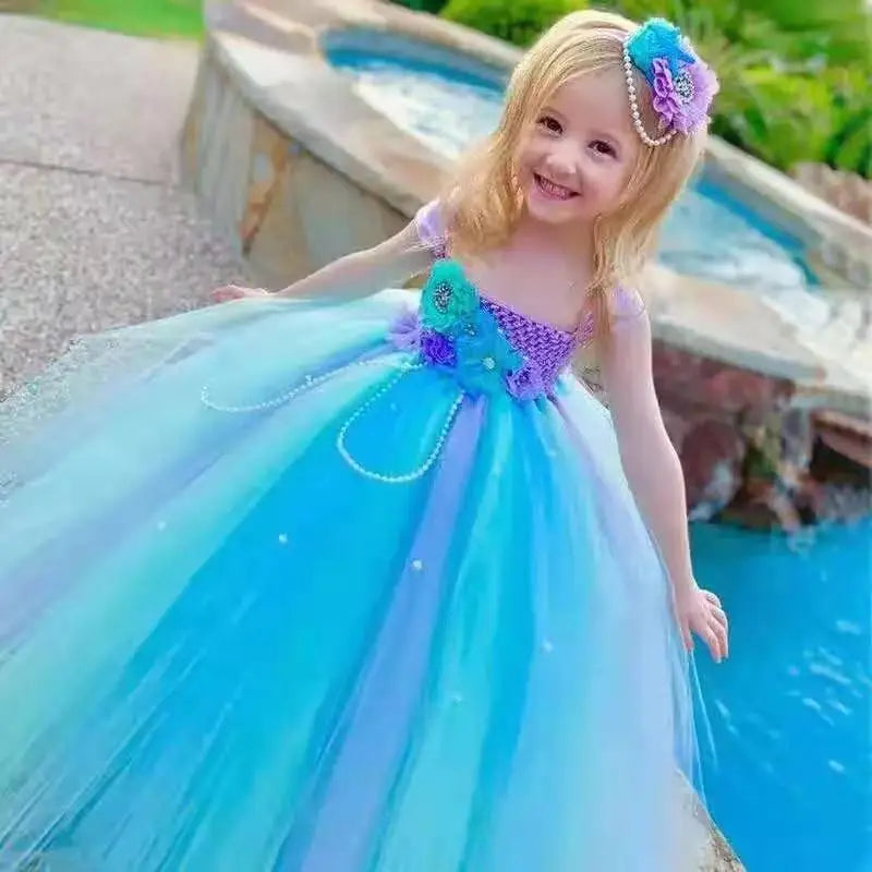 Party Dresses for Girls: Ball Gown Flower Design with Daisy Ribbons