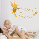 Fairy Blowing Stars Acrylic Mirror Wall Sticker for Home childrensterritory
