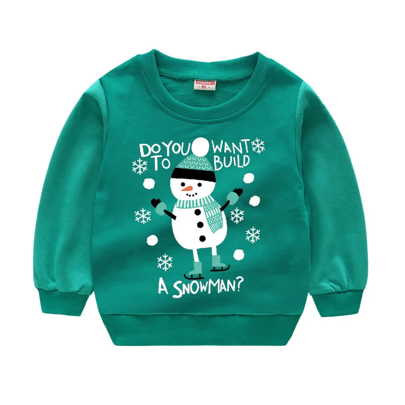 Christmas Letters and Santa Cartoon Prints Kids Sweatshirts childrensterritory