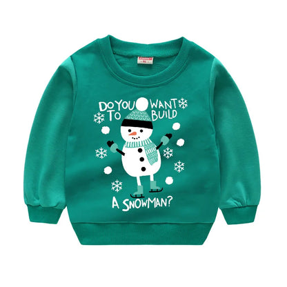 Christmas Letters and Santa Cartoon Prints Kids Sweatshirts childrensterritory