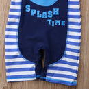 Kids Cartoon Letter Print Rash Guard Swimwear with Cap childrensterritory