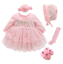 Newborn Girl Christening Dresses Set (Shoes, Tights & Long Socks) childrensterritory