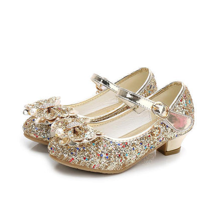 Butterfly Design Kids Girls Bowknot Glitter Party Shoes childrensterritory