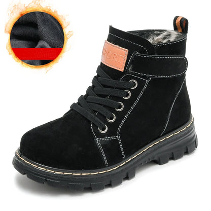 Kids Unisex High Top Fur And Laces Design Leather Shoes childrensterritory