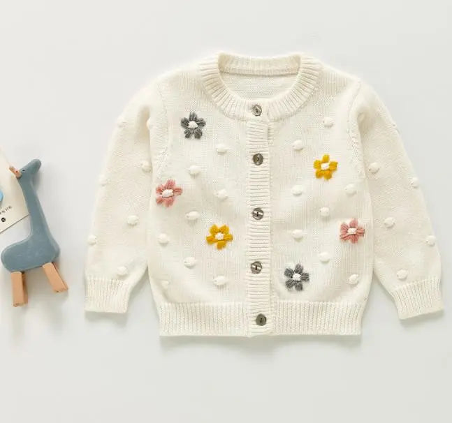 Baby Girls Long Sleeve Embroider Knit Cardigan childrensterritory