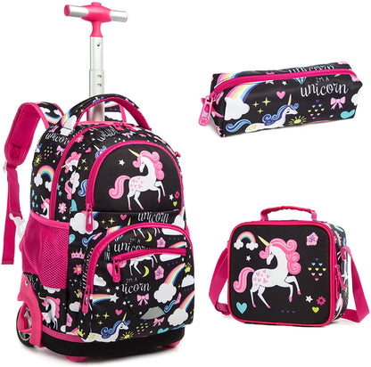 Kids 16-inch Rolling Luggage Bags School Backpack Set childrensterritory