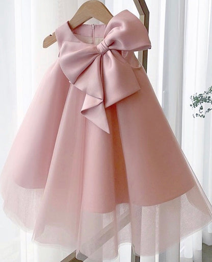 Little Girls Elegant Big Bow Tulle Wedding Party Dresses childrensterritory