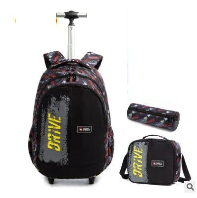 Printed 3pcs Kids School Bags On Wheels for Boys and Girls