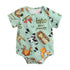 Cartoon Animal Print Baby Boys Girls Cotton Bodysuits childrensterritory