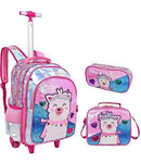 3D Unicorn Design Kids Girls School Trolley Backpack Set childrensterritory