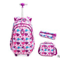 Printed 3pcs Kids School Bags On Wheels for Boys and Girls
